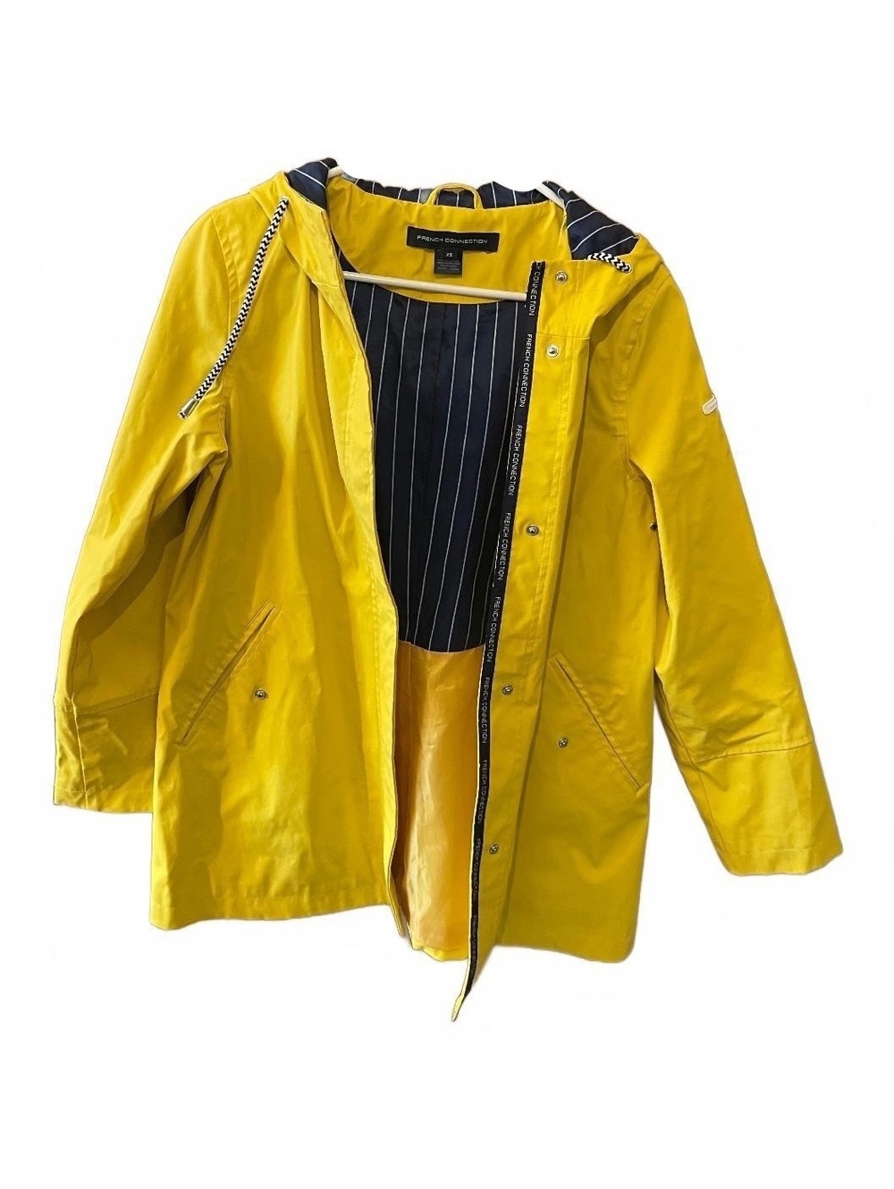 French Connection Yellow Hooded Rain Jacket XS